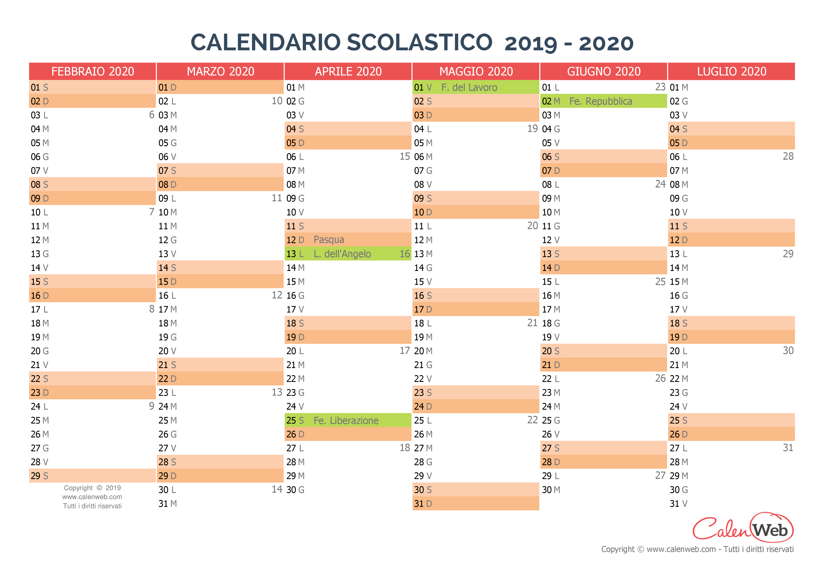 Calendario Scolastico Semestrale 14 15 Con Le Festivita Italiane Calenweb Com