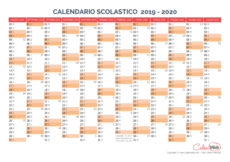 Calendario scolastico annuale 2019-2020 Versione vergine